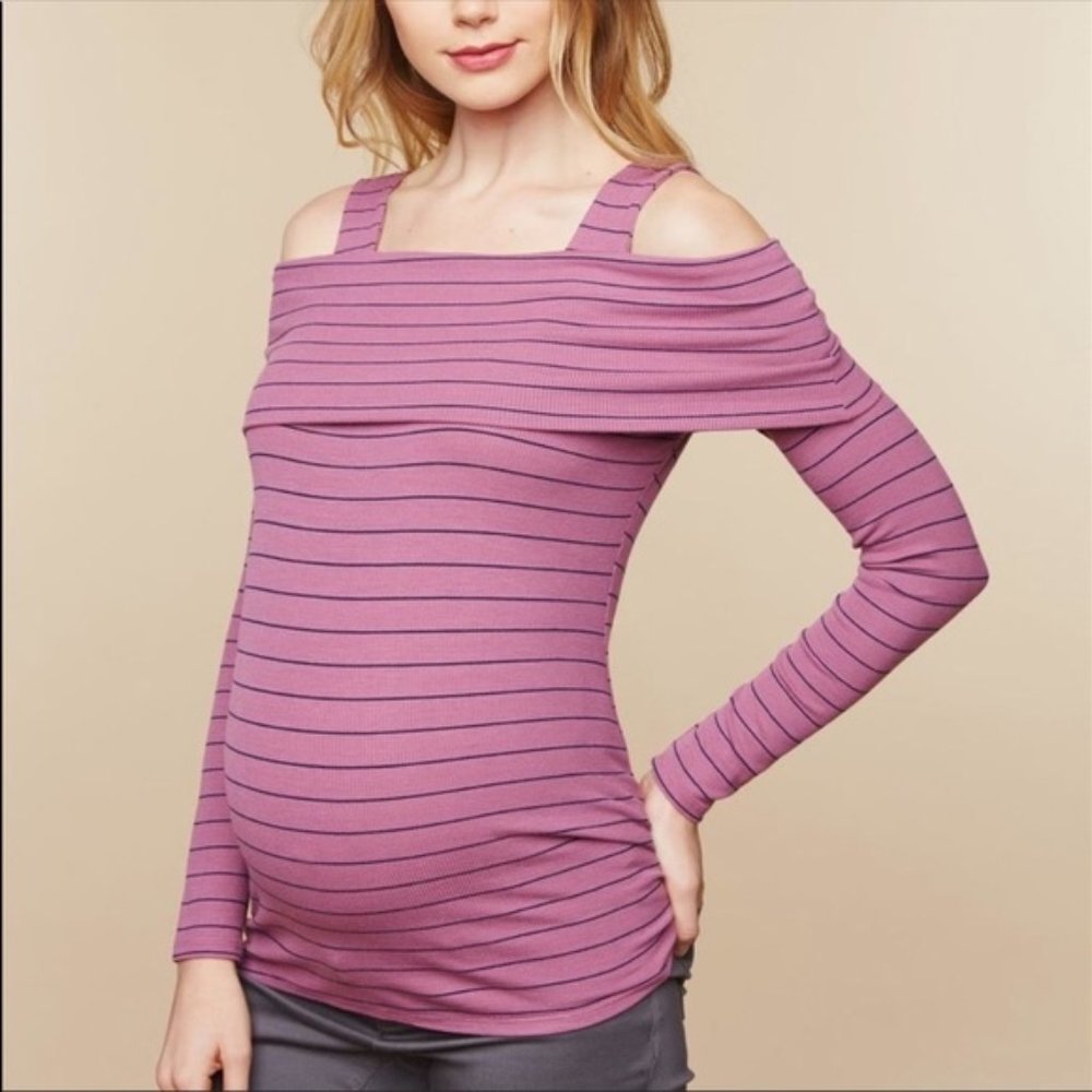 Motherhood Maternity Striped Off-the-Shoulder Top